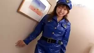 Cosplay slut in PVC police uniform
